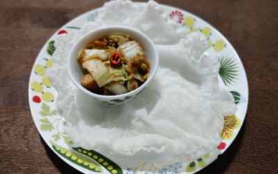 Maapähkinätofu rapealla riisipaperilla